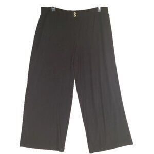 Susan Graver Liquid Knit Pull-On Wide Leg Pants Black Women's XL Petite xlp